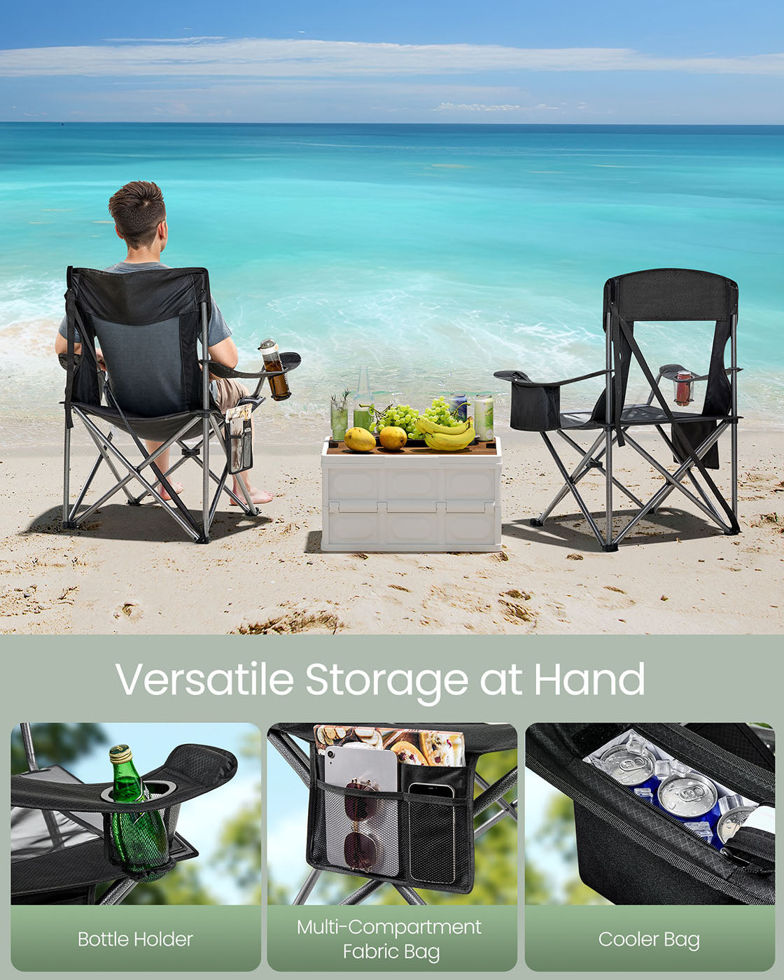Outdoor Folding Chair, 352 lb Weight Capacity