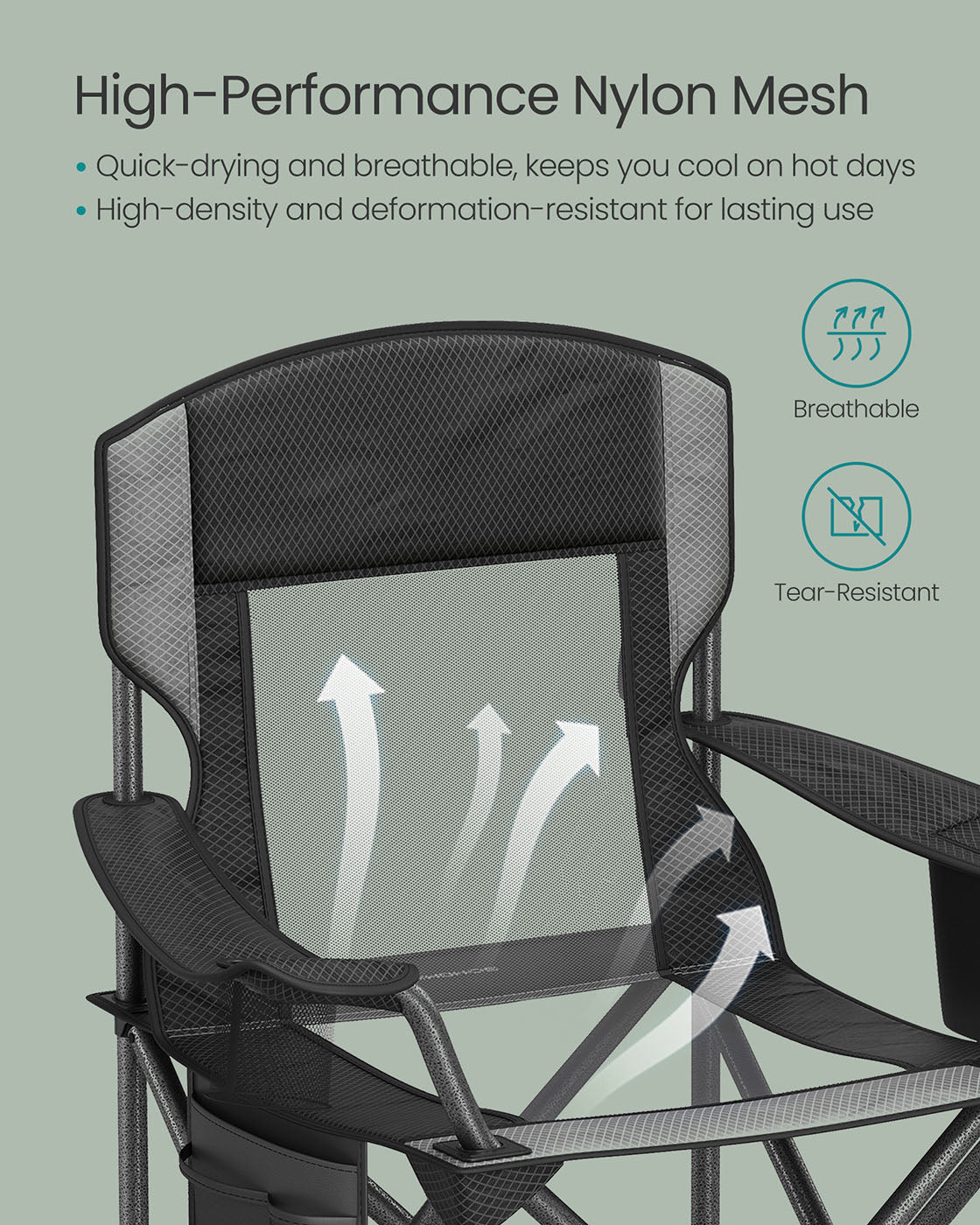 Outdoor Folding Chair, 352 lb Weight Capacity
