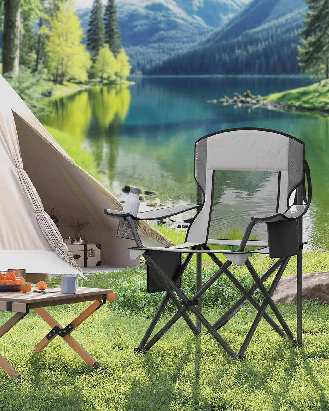 Outdoor Folding Chair, 352 lb Weight Capacity