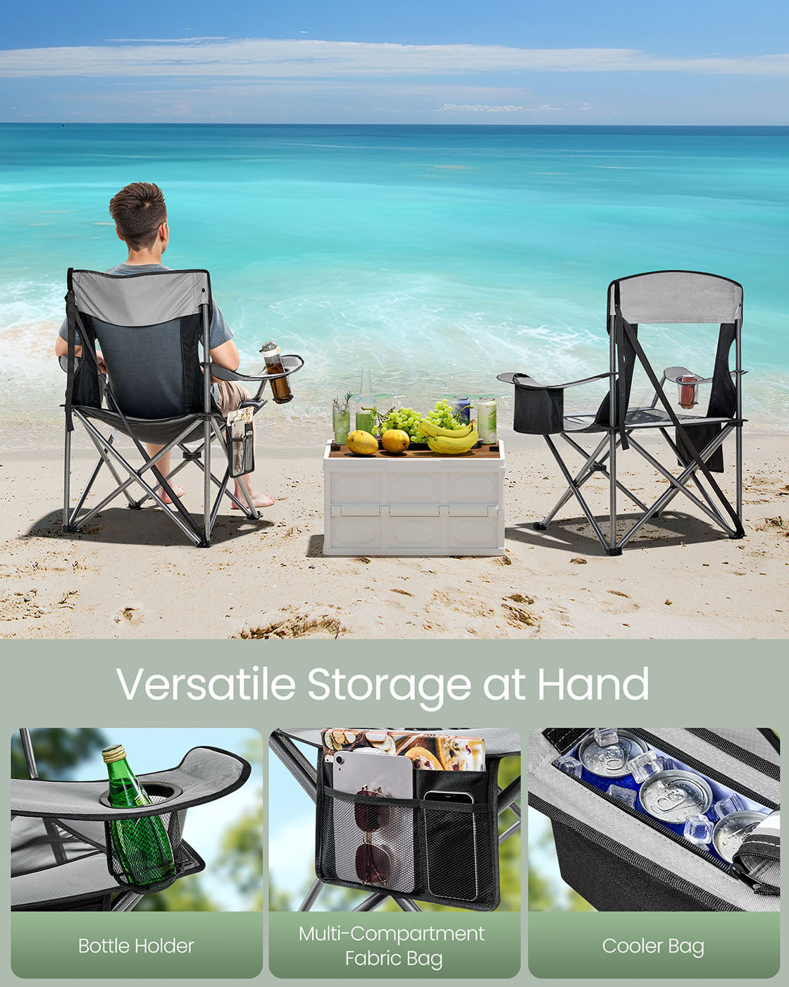 Outdoor Folding Chair, 352 lb Weight Capacity