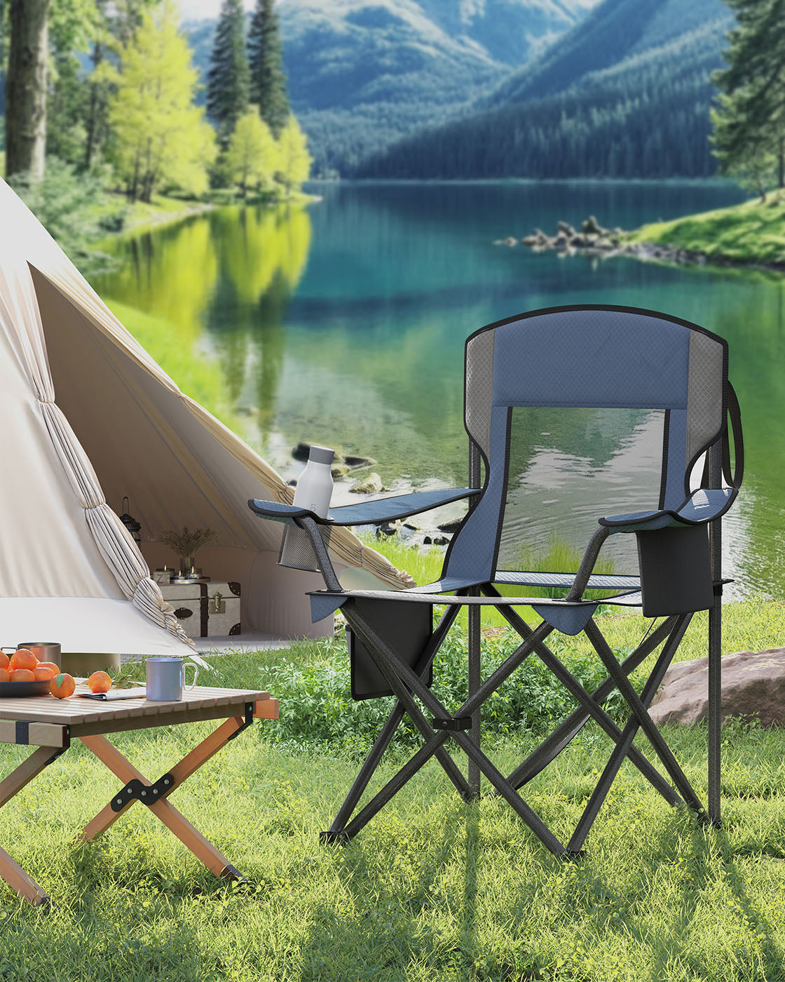 Outdoor Folding Chair, 352 lb Weight Capacity