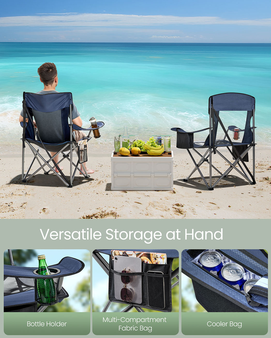 Outdoor Folding Chair, 352 lb Weight Capacity