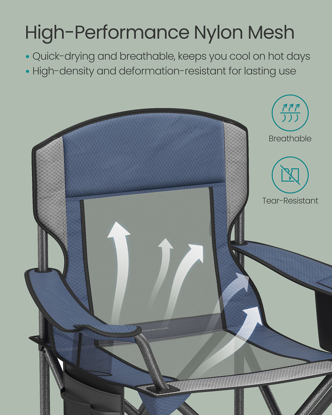 Outdoor Folding Chair, 352 lb Weight Capacity