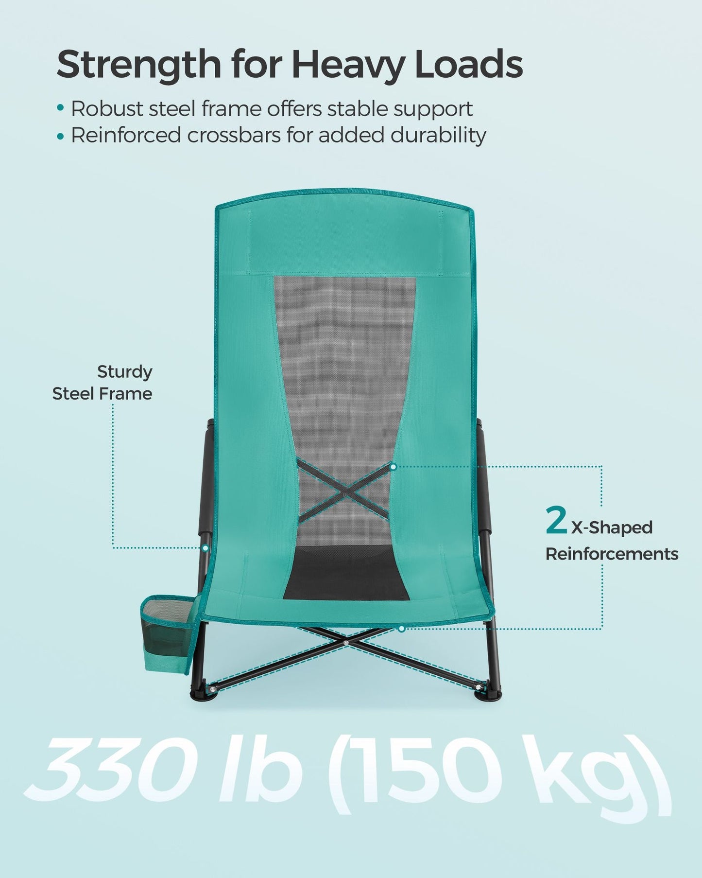 Portable Outdoor Beach Chair with High Backrest