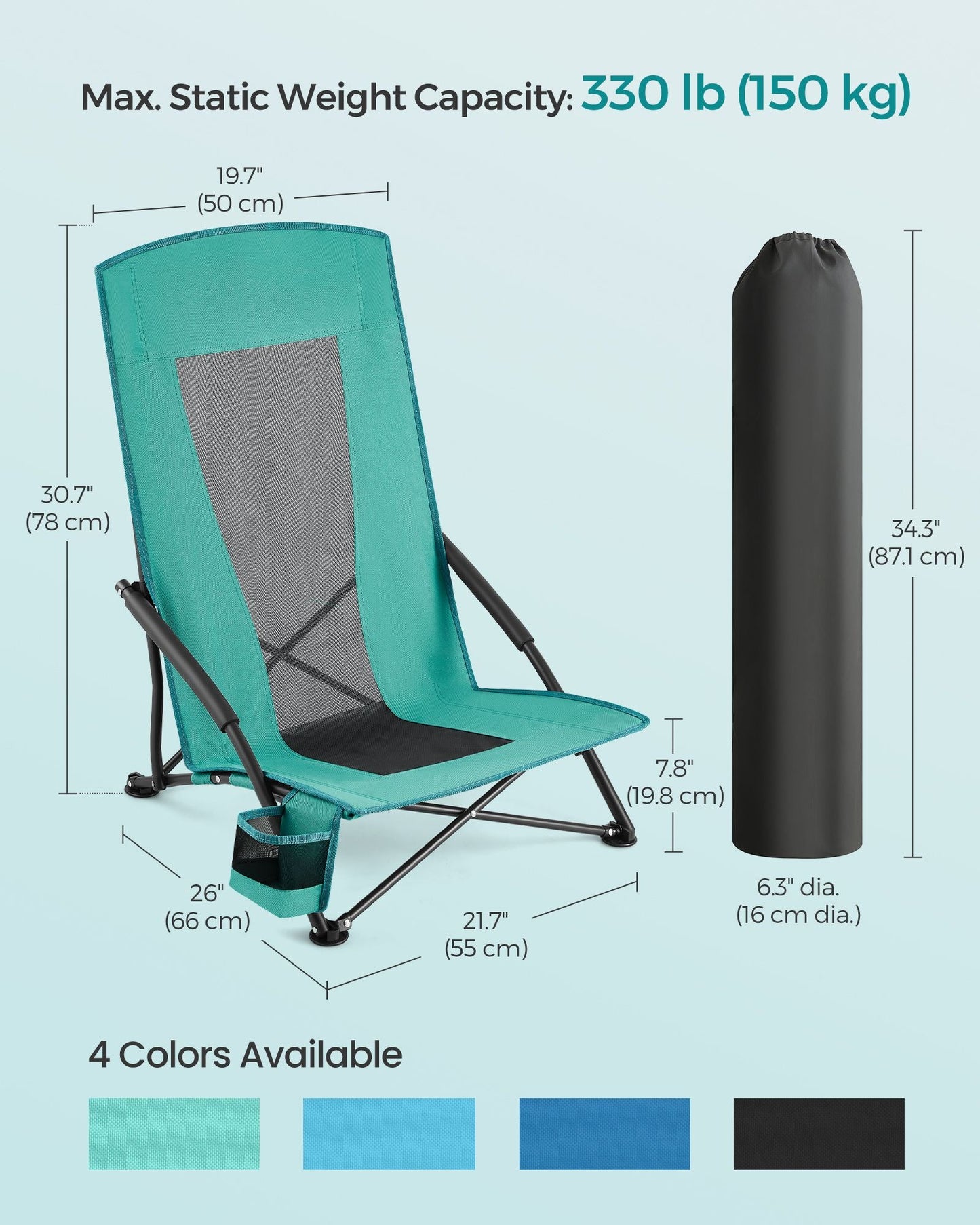 Portable Outdoor Beach Chair with High Backrest