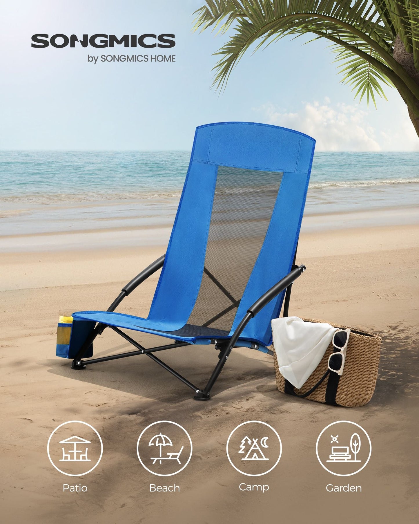 Portable Outdoor Beach Chair with High Backrest