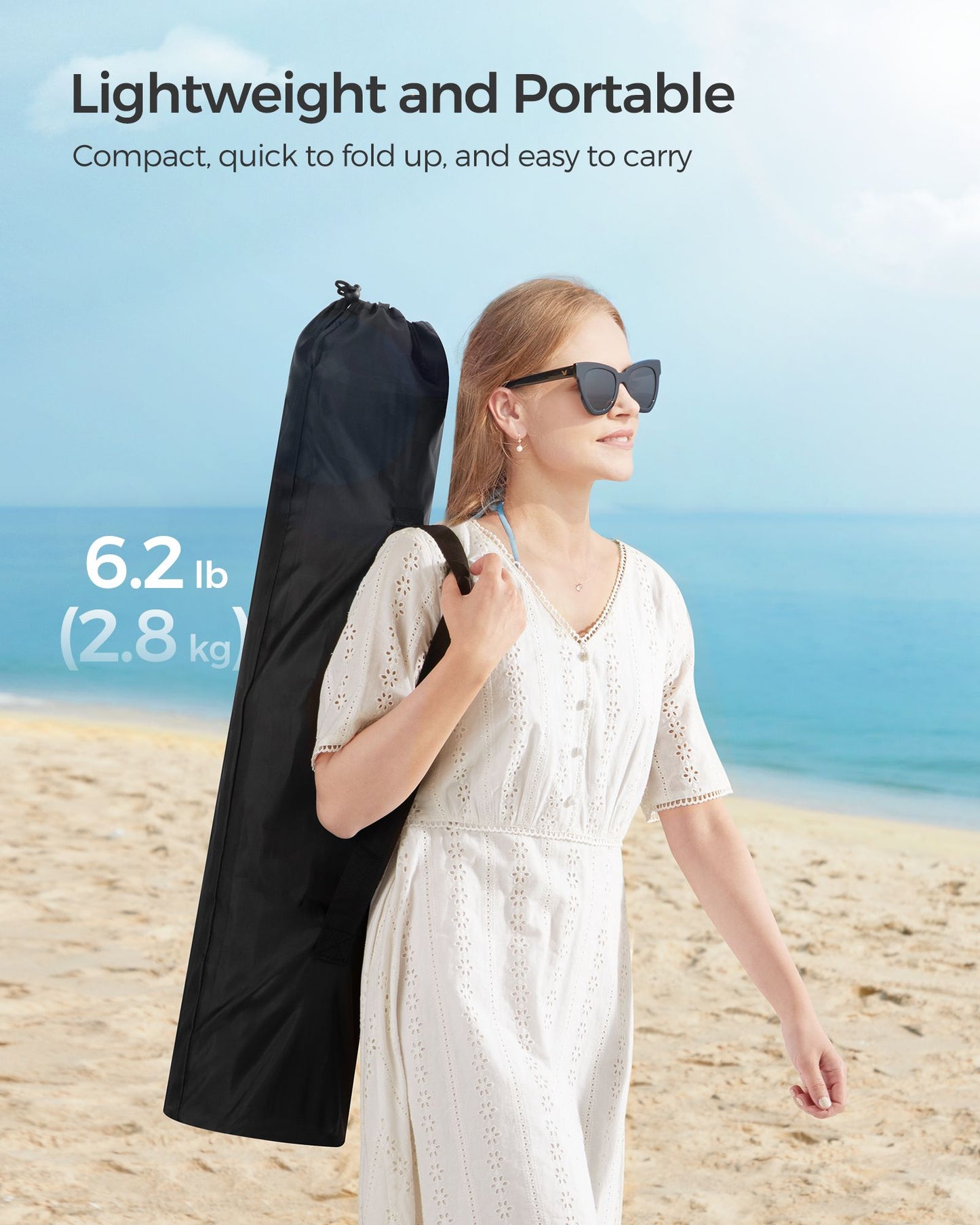Portable Outdoor Beach Chair with High Backrest