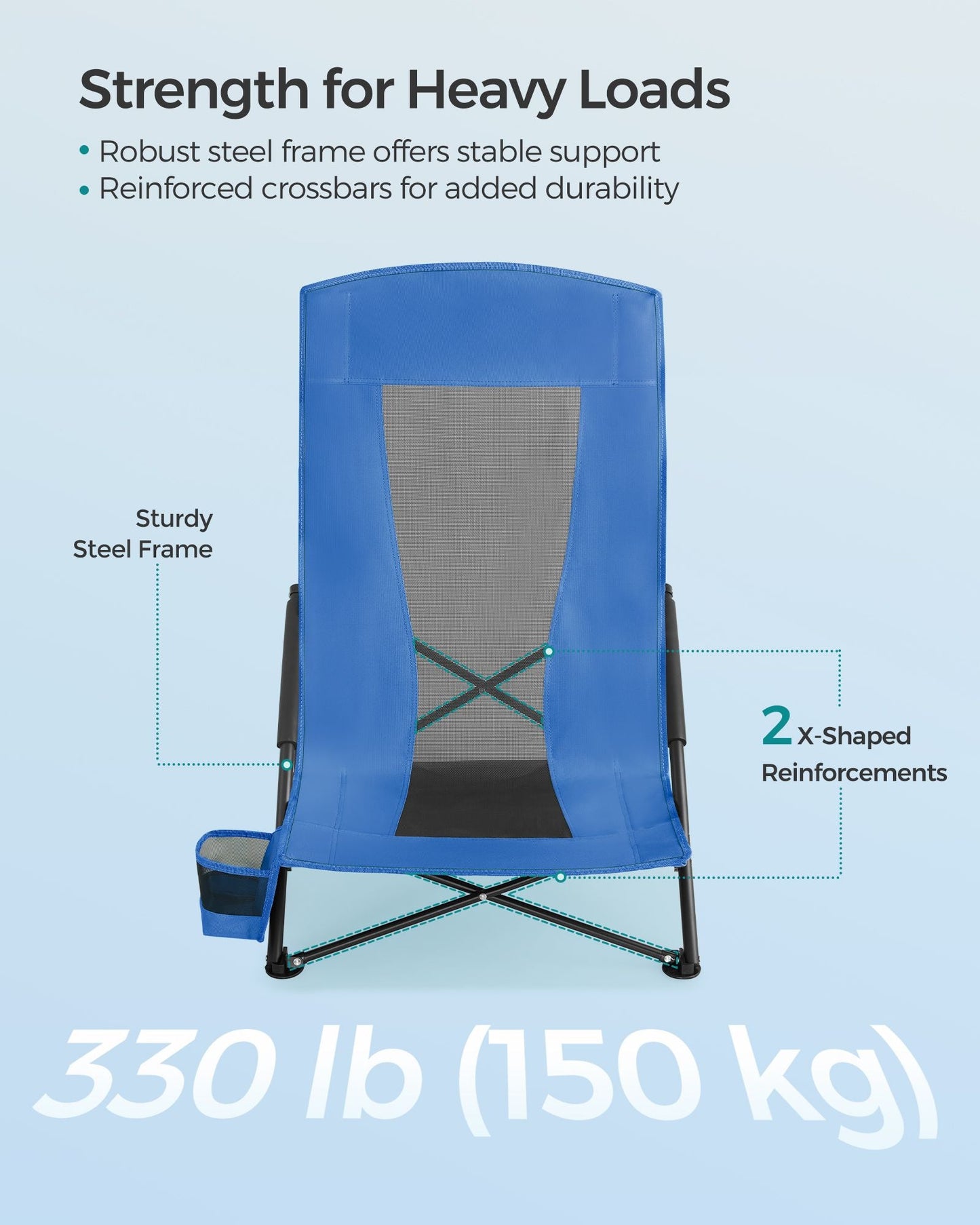 Portable Outdoor Beach Chair with High Backrest