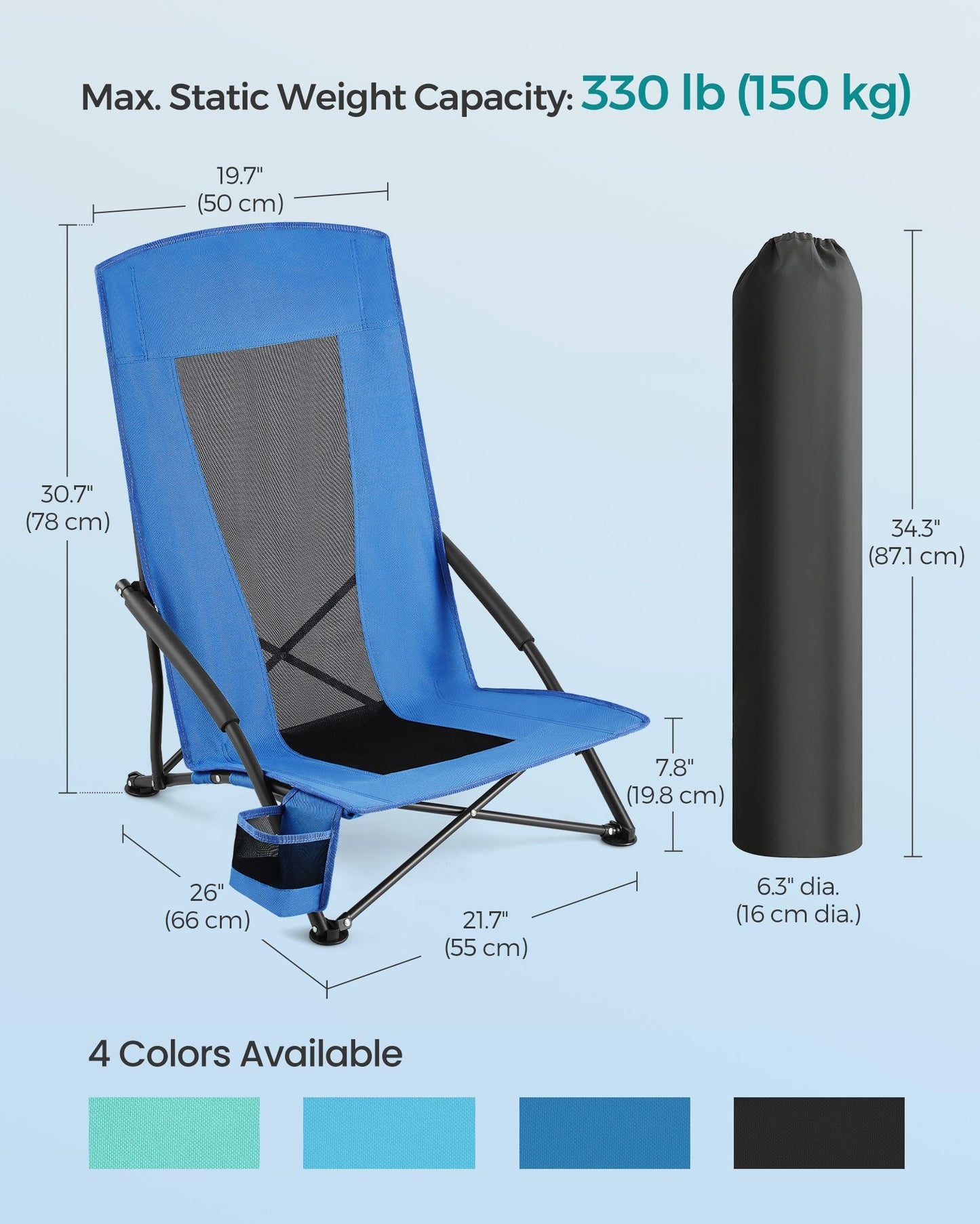 Portable Outdoor Beach Chair with High Backrest