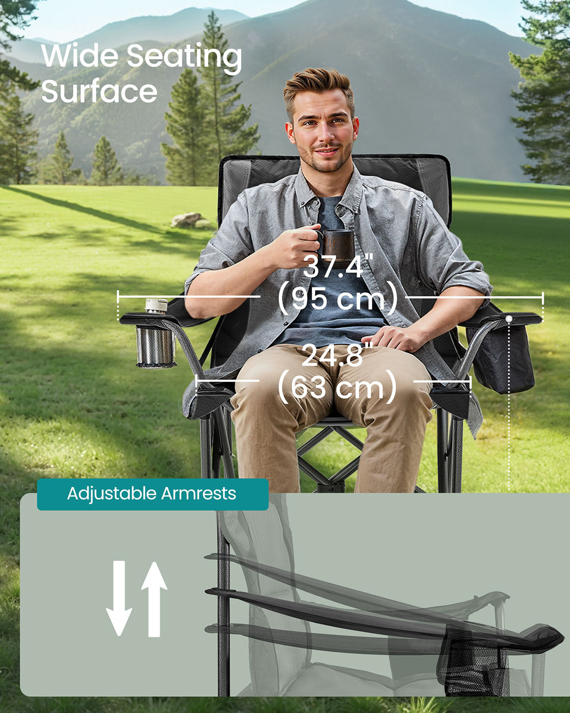 Camping Chair with Foam Padding, Foldable