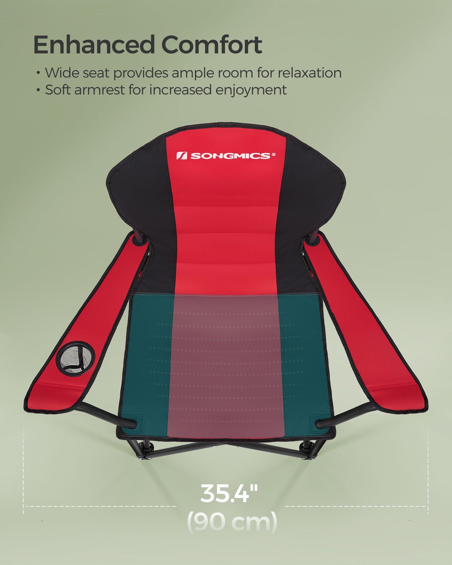 Folding Camping Chair Max. Capacity 551 lb Red and Black
