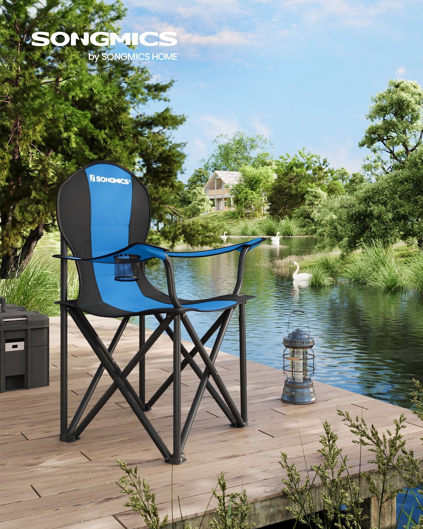 Folding Camping Chair Max. Capacity 551 lb Blue and Black