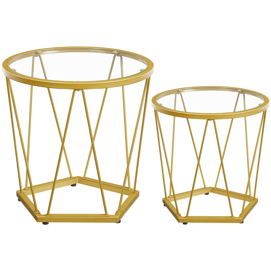 round coffee table set of 2 - gold