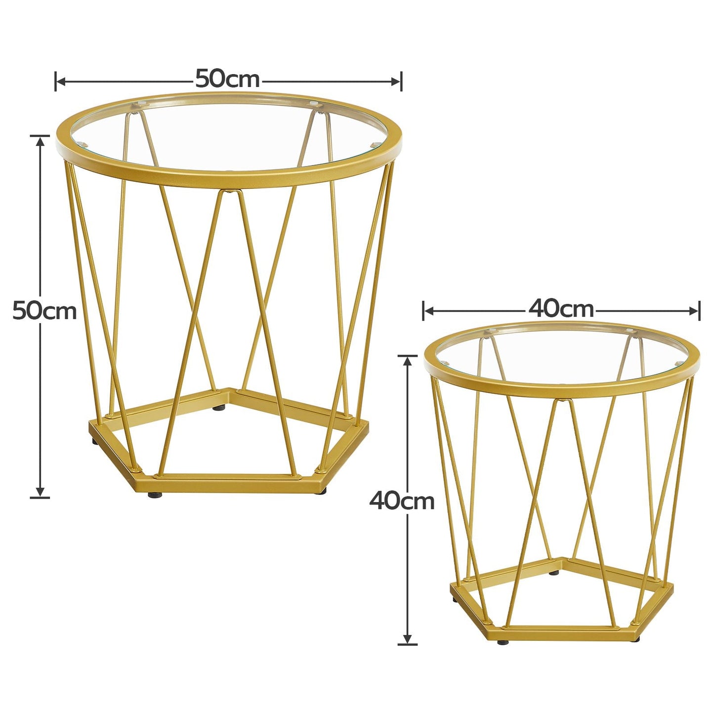 round coffee table set of 2 - gold