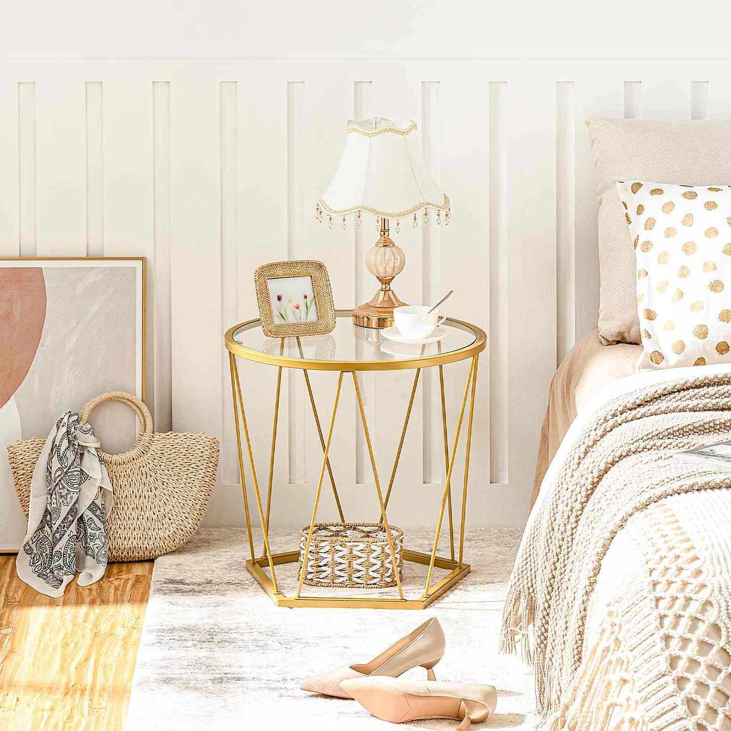 round coffee table set of 2 - gold