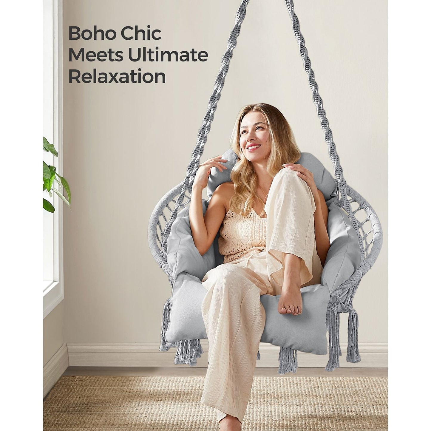 Hammock Chair with Large, Thick Cushion