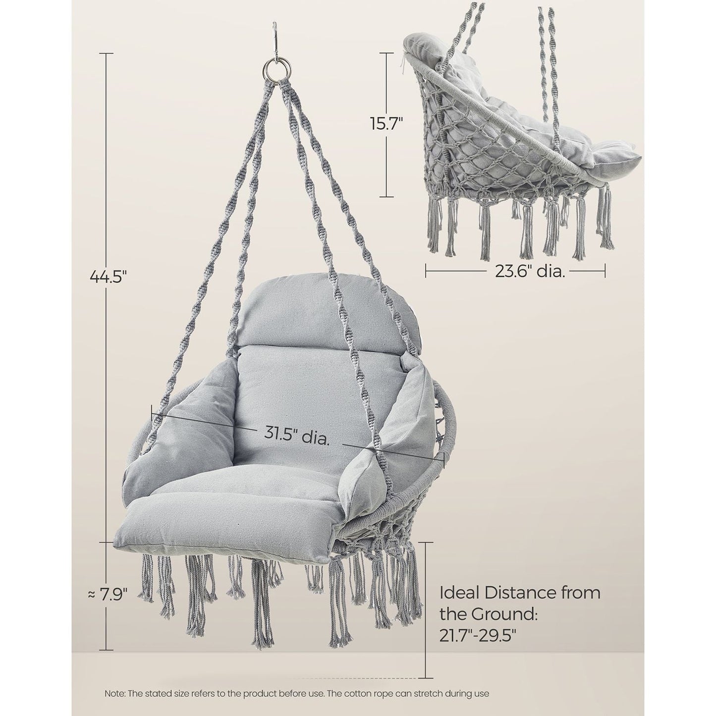 Hammock Chair with Large, Thick Cushion