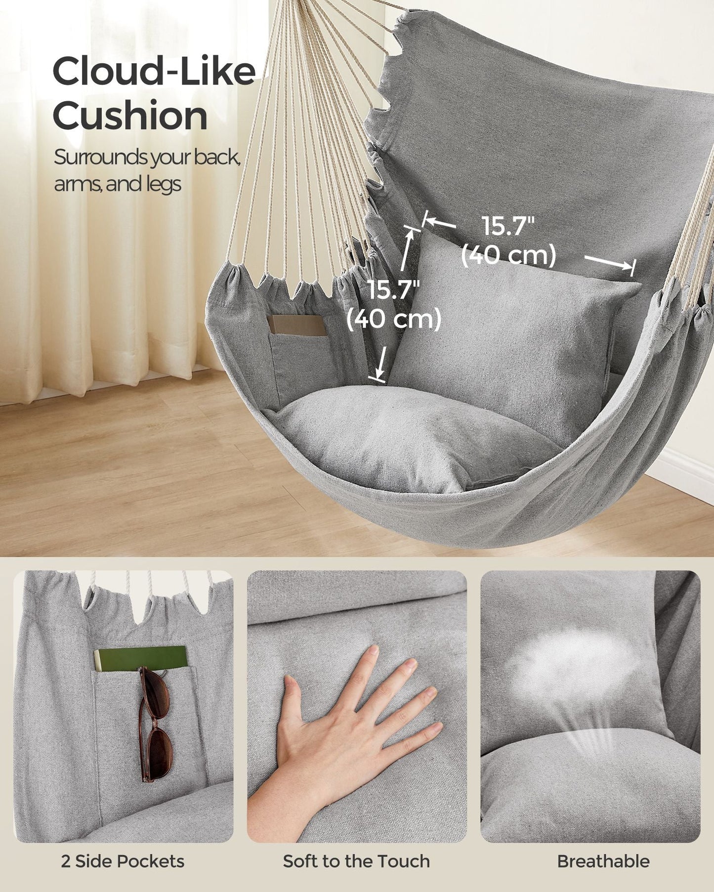 Hammock Chair with 2 Cushions