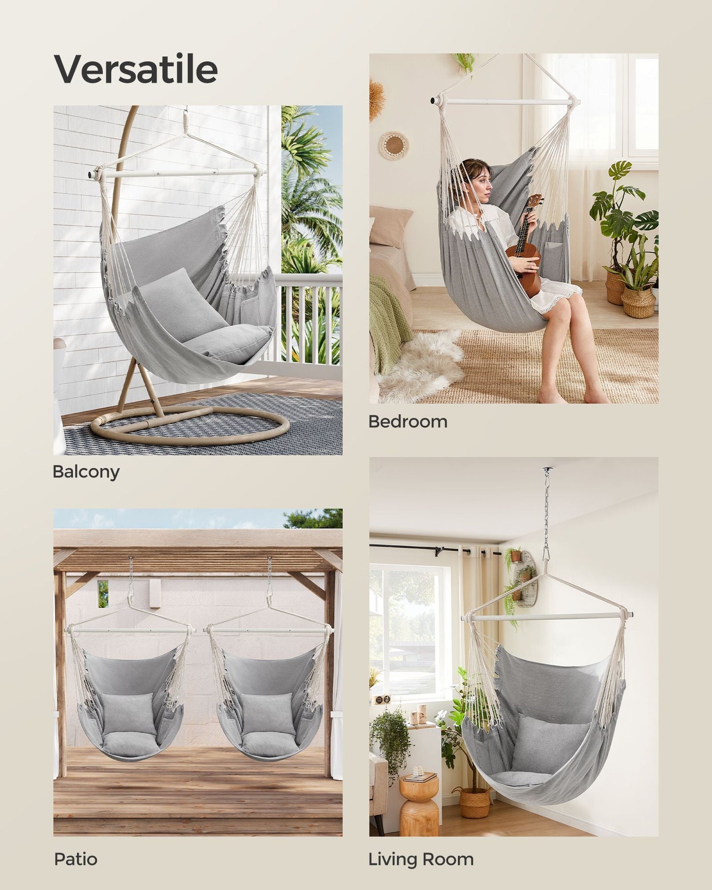 Hammock Chair with 2 Cushions