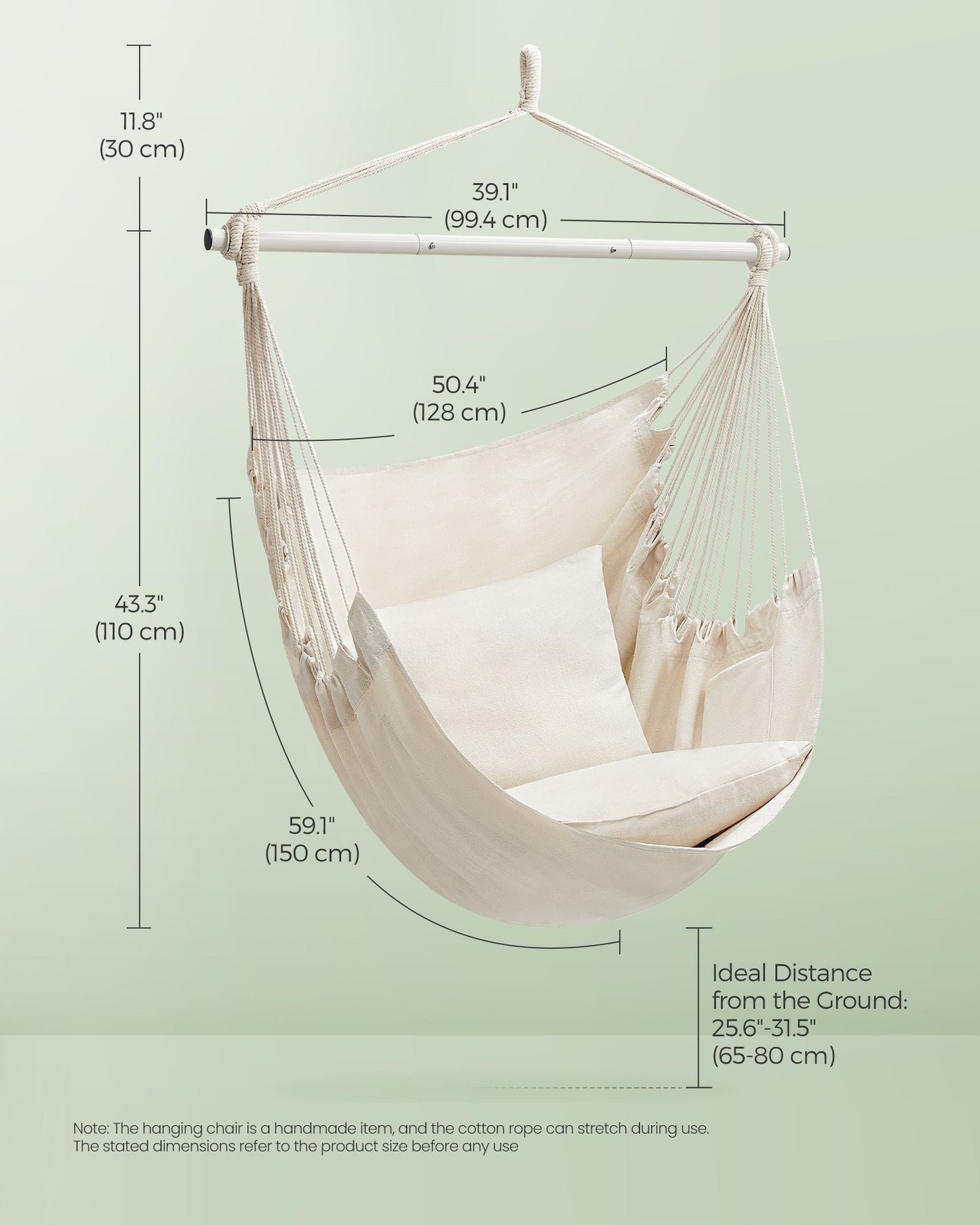 Hammock Chair with 2 Cushions Cream White