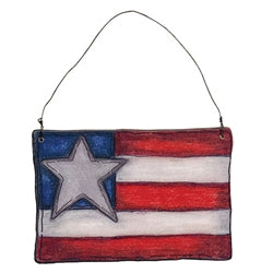 2/Set - Wooden America Flag Doodle Ornaments