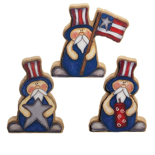 3/Set - Wooden Uncle Sam Doodle Sitters