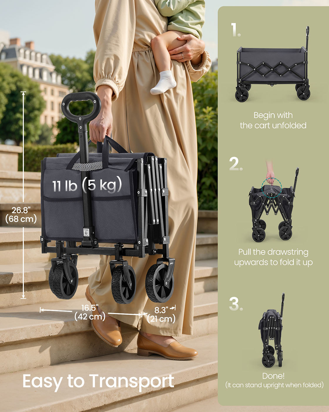 Portable Wagon Collapsible with Wheels