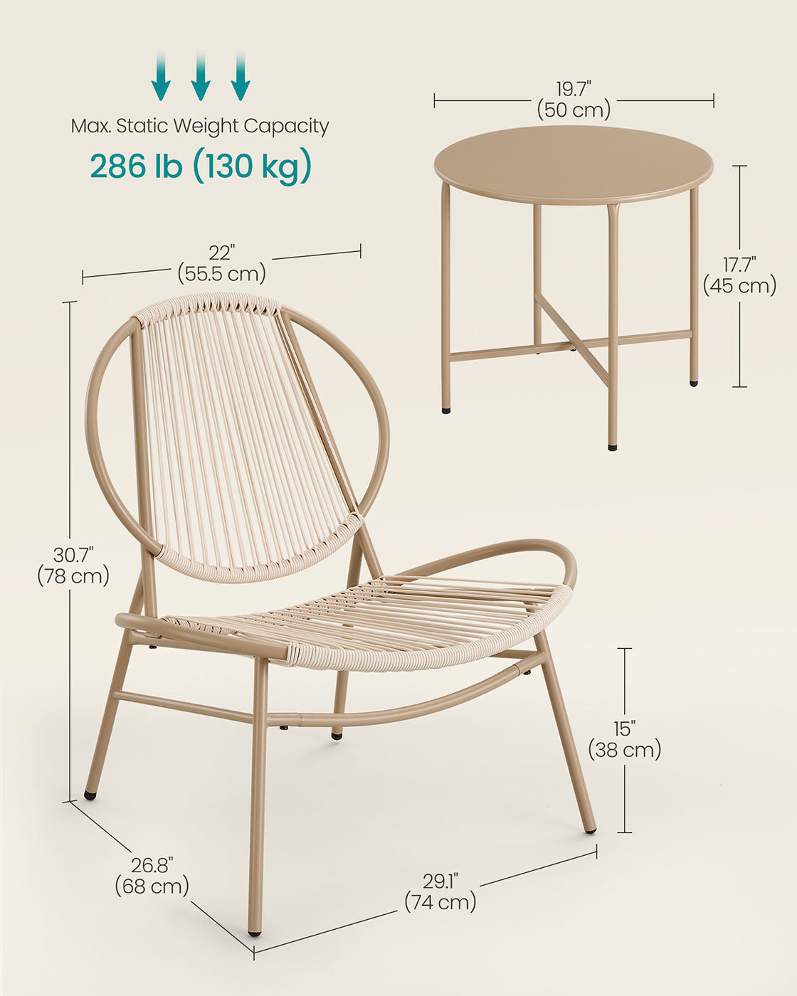 Patio Furniture Set 3 Pieces, Garden Bistro Set