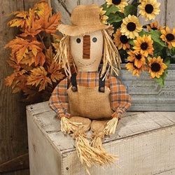 Burlap & Orange Plaid Stuffed Scarecrow