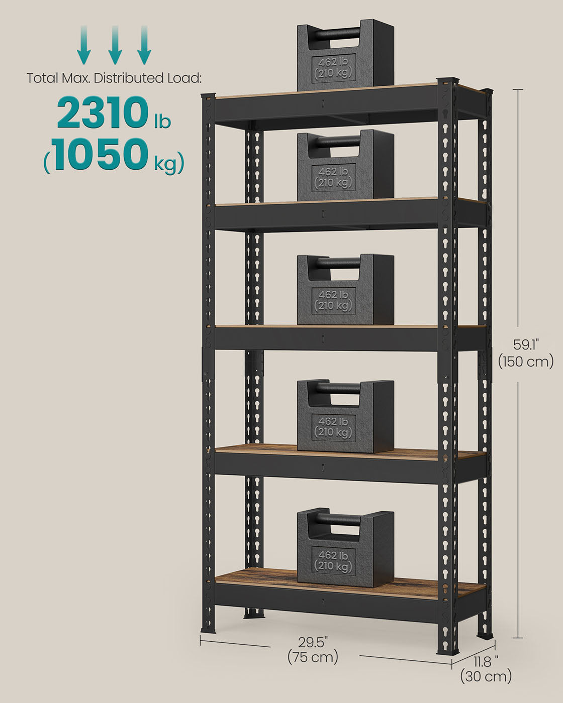 5-Tier Storage Shelves for Study Shed Basement