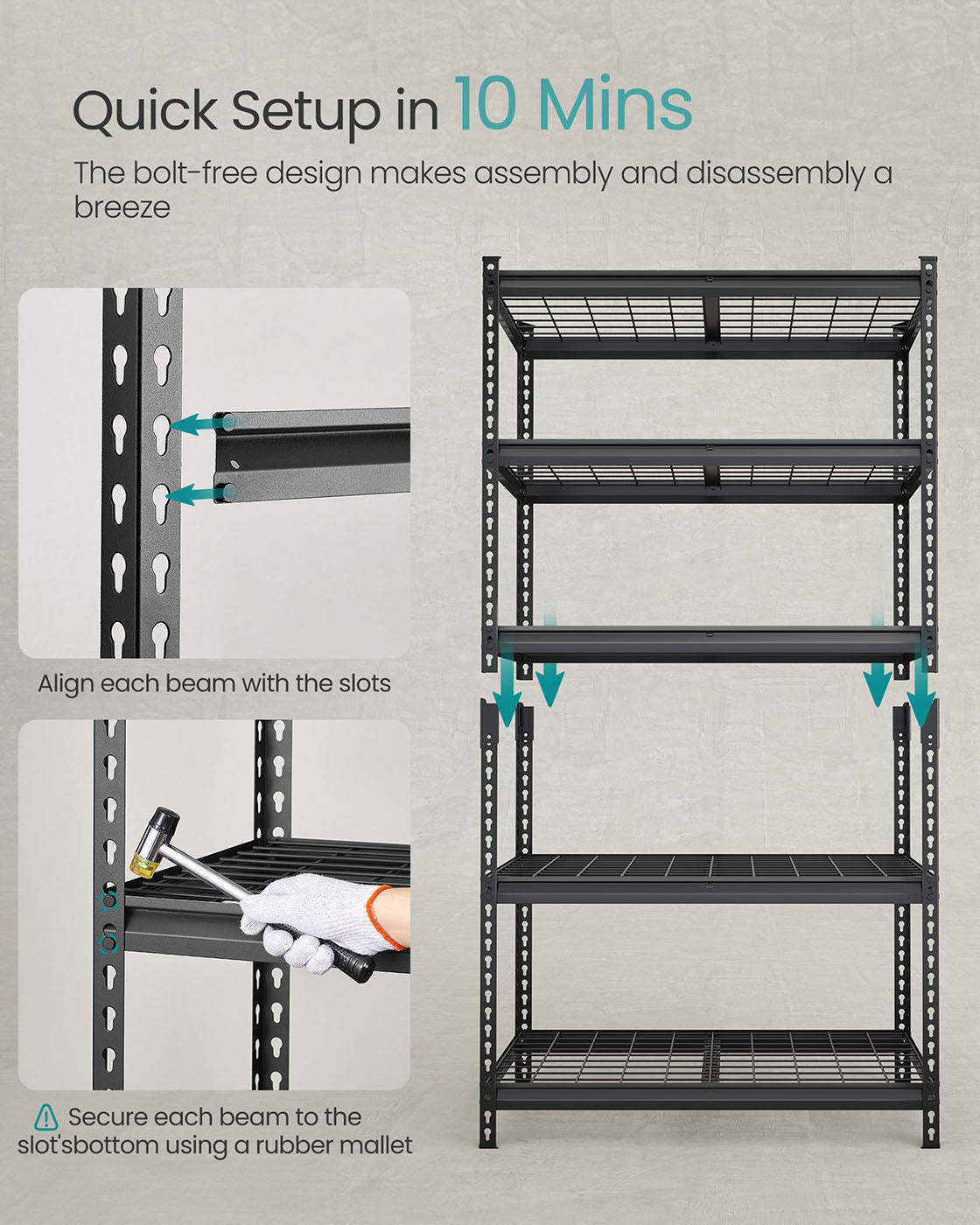 5-Tier Storage Shelves, 2,250 lb Load