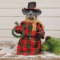 Marlow Winter Plaid Stuffed Mouse w/Wreath - 12.5"H