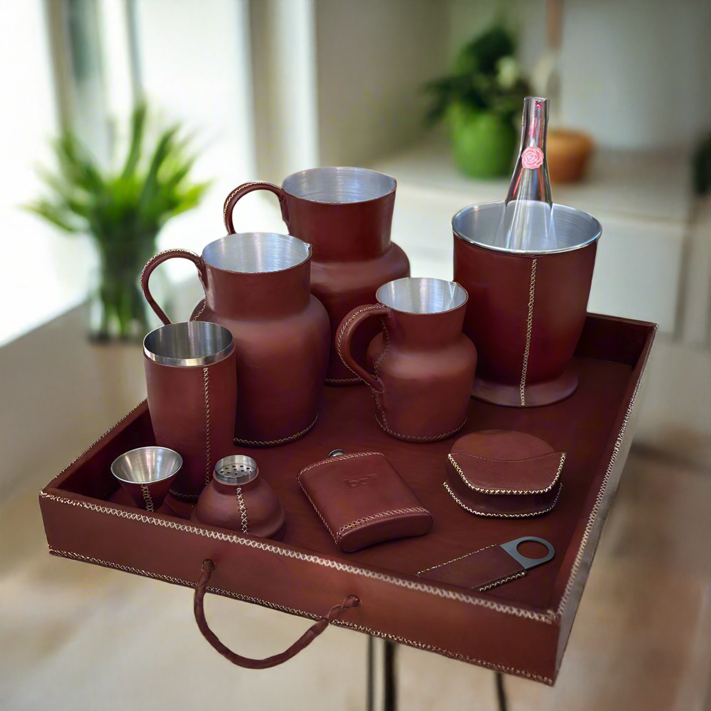 Grande | XL Rectangle Ottoman Tray with Embroidered Handles