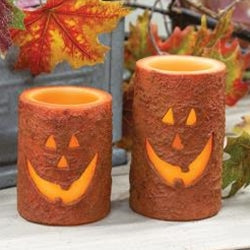 Jack O Lantern Timer Pillar 6"