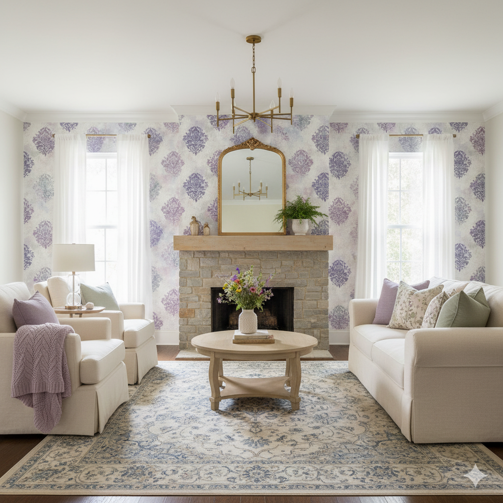 Lavender Haze Medallion Wallpaper