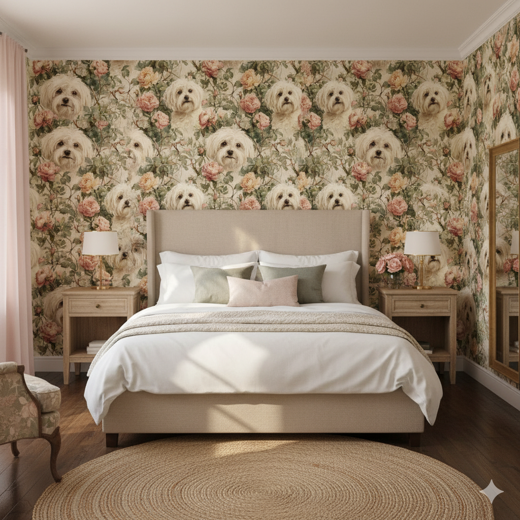 Rose Cottage Maltese Wallpaper