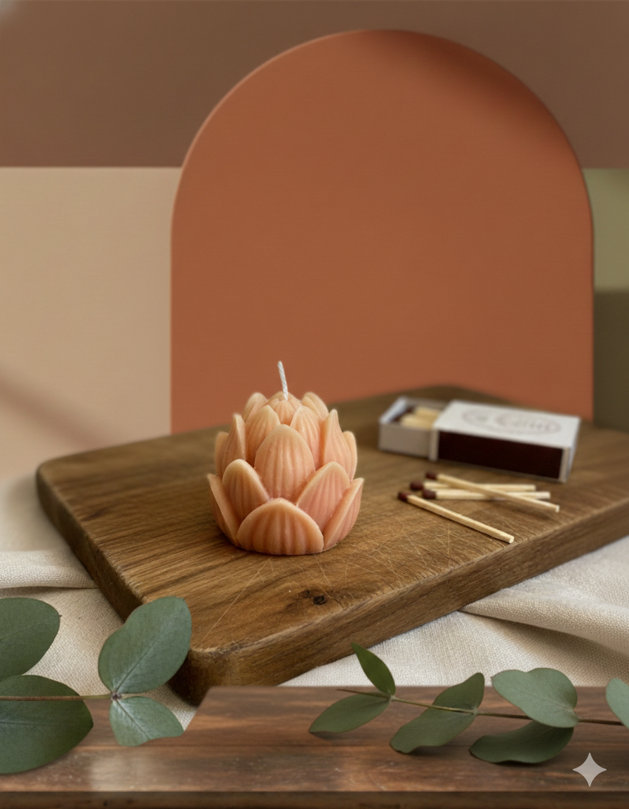 Mini Lotus Sculpture Candle – Hand-Poured Soy Wax | 13 Scents