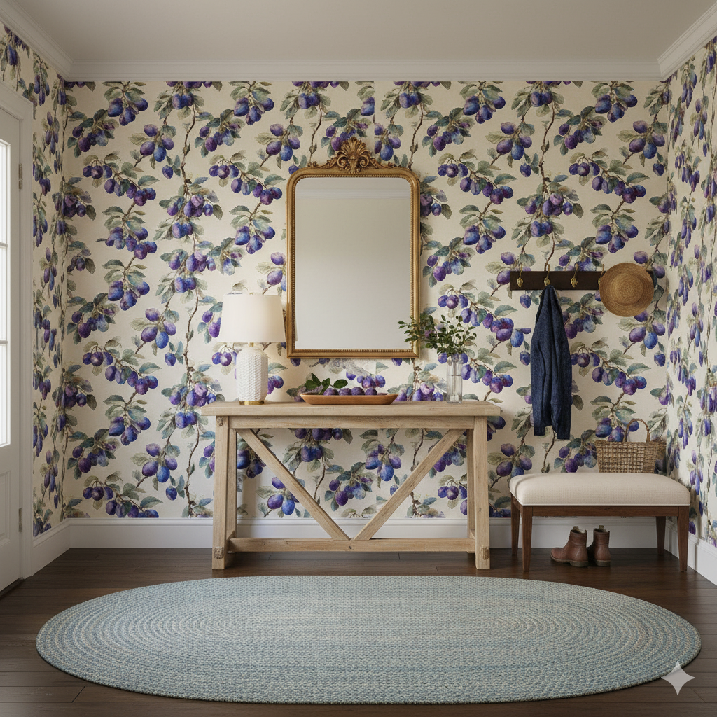 Plum Orchard Watercolor Wallpaper