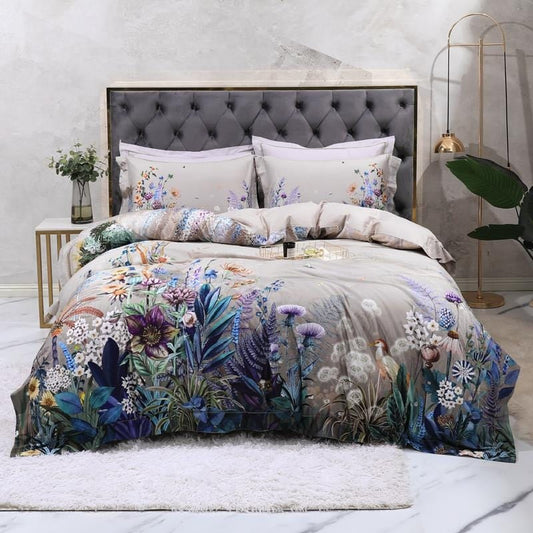 Gianna Birds and Flowers Egyptian Cotton Bedding Set