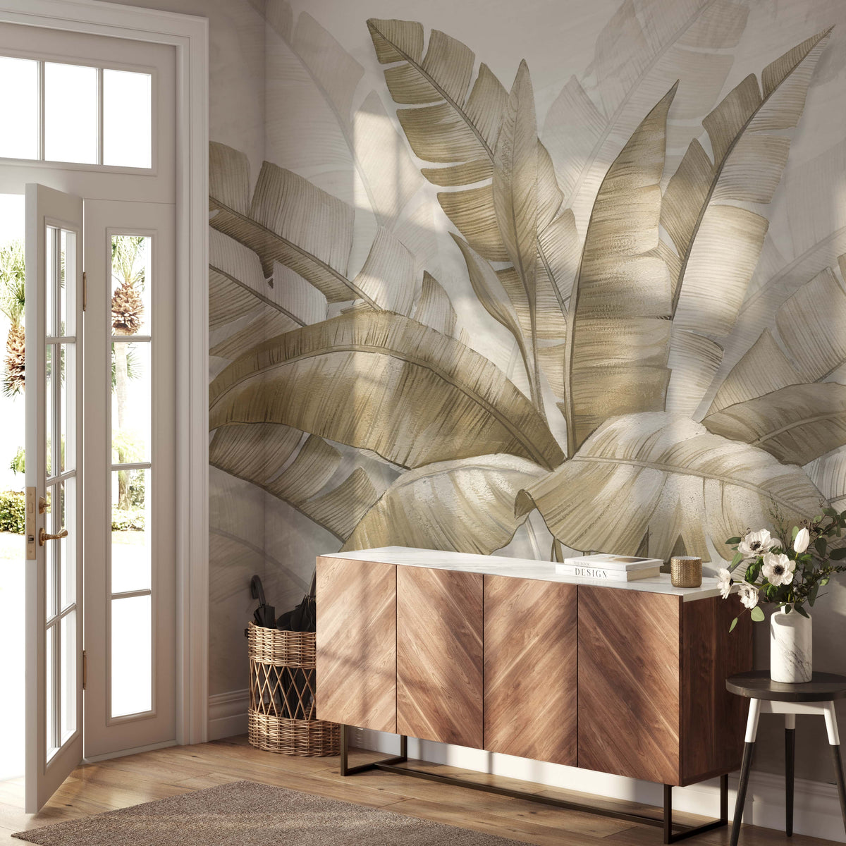 Large Tropical Leaves Wall Mural Wallpaper