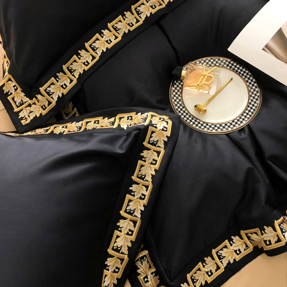 Gold Embroidery Egyptian Cotton Duvet Cover