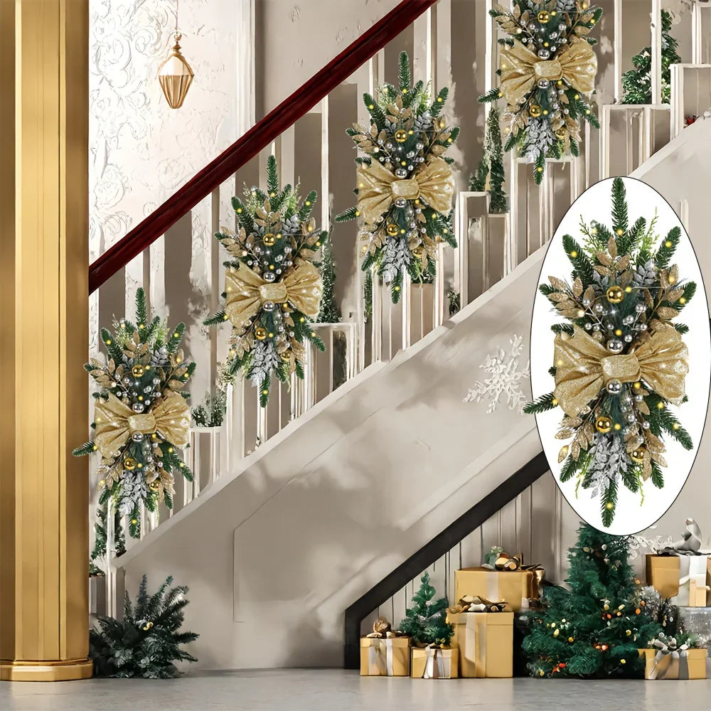 Golden Christmas Decorations 24inch Staircase and Window Ornaments