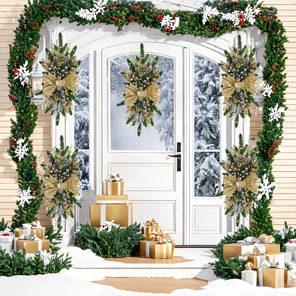 Golden Christmas Decorations 24inch Staircase and Window Ornaments