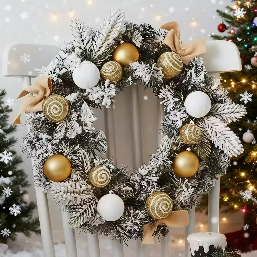 Golden Metal Winter Decor with Holiday Accents
