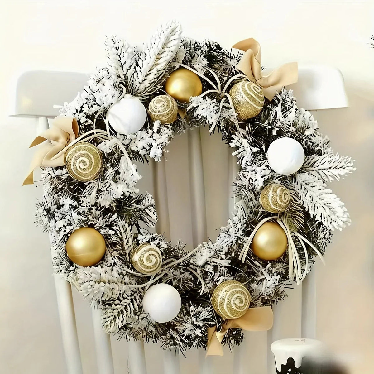 Golden Metal Winter Decor with Holiday Accents