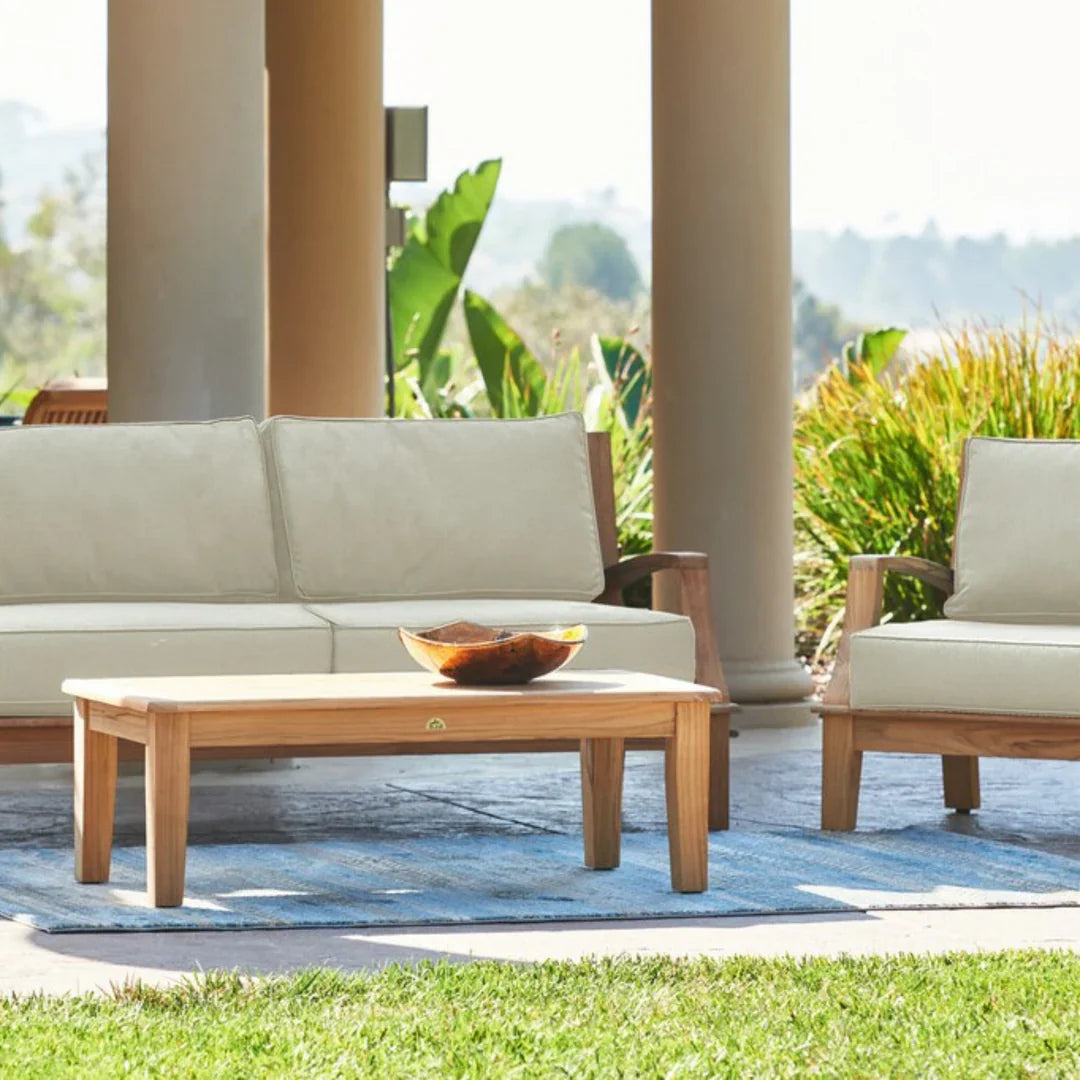 Grande Teak Deep Outdoor Couch with Sunbrella Cushions