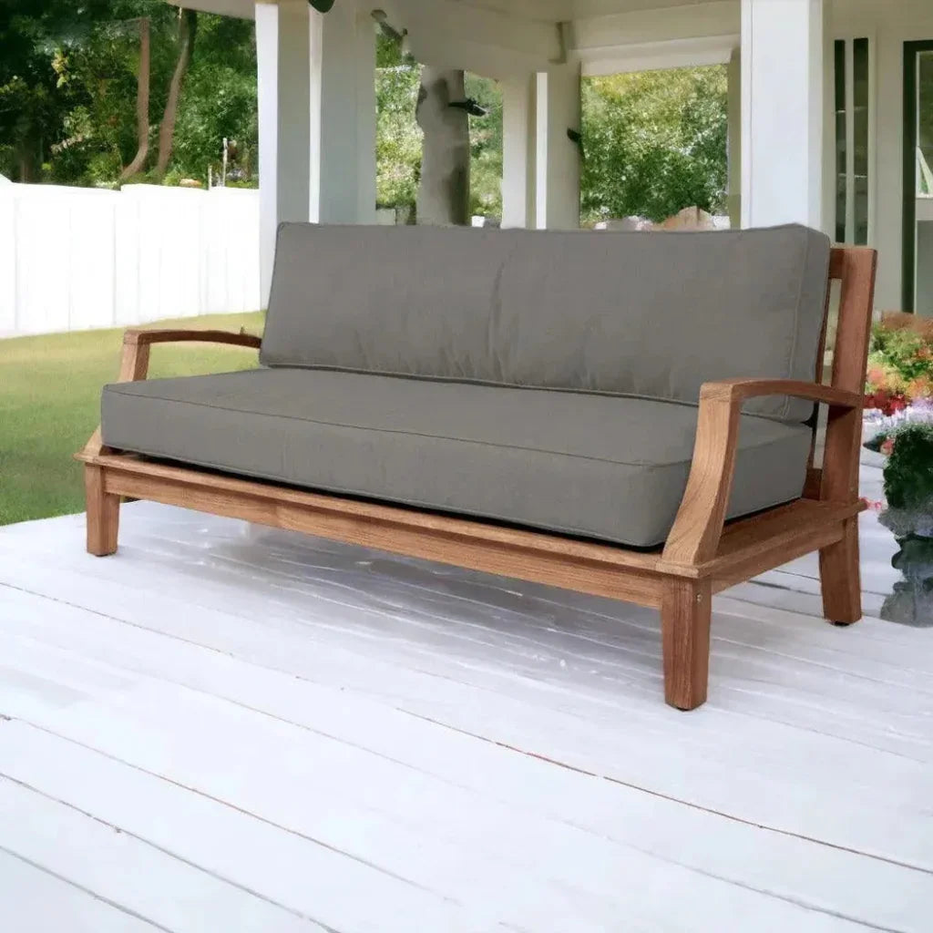 Grande Teak Deep Outdoor Couch with Sunbrella Cushions