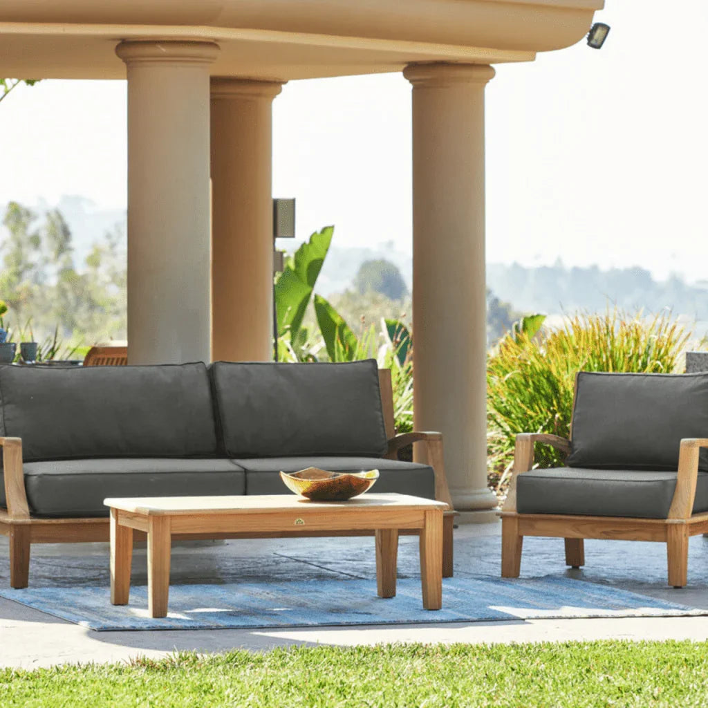 Grande Teak Patio Deep Sofa Set with Sunbrella Cushion 4PC