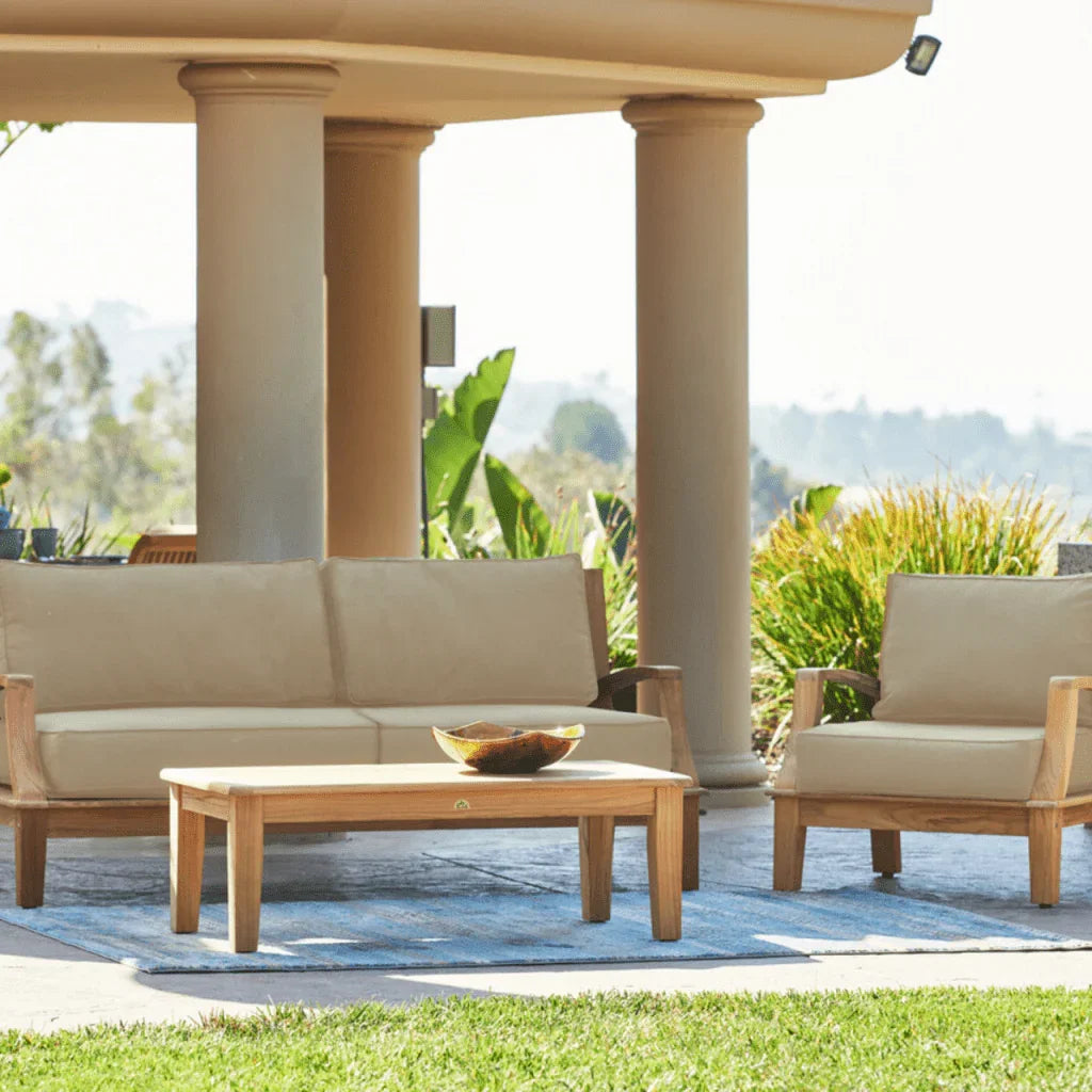 Grande Teak Patio Deep Sofa Set with Sunbrella Cushion 4PC
