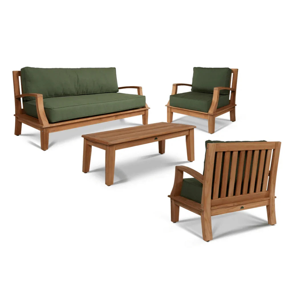 Grande Teak Patio Deep Sofa Set with Sunbrella Cushion 4PC